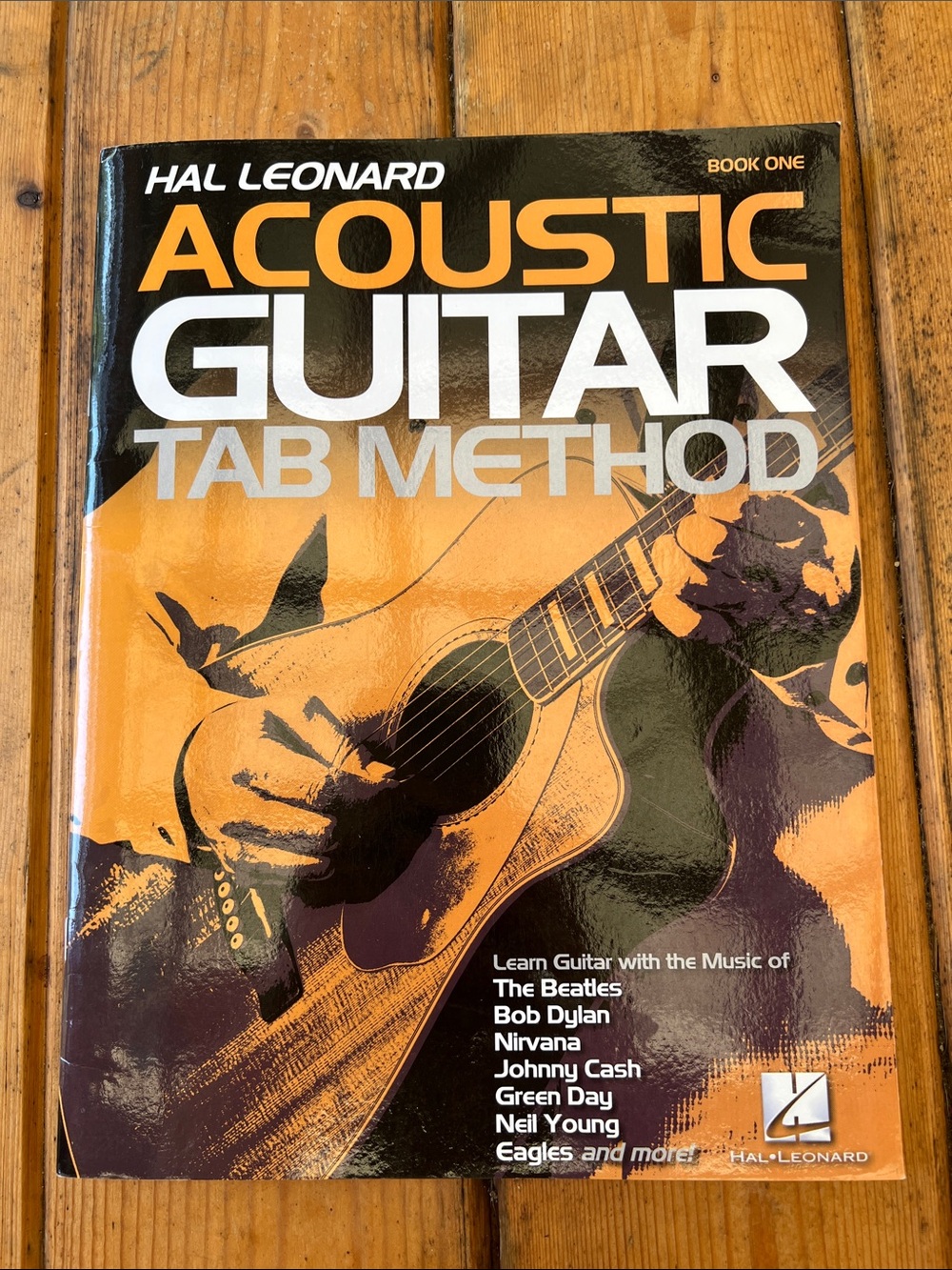 Hal Leonard Acoustic Beginner Guitar Tab Method paperback book with instruction